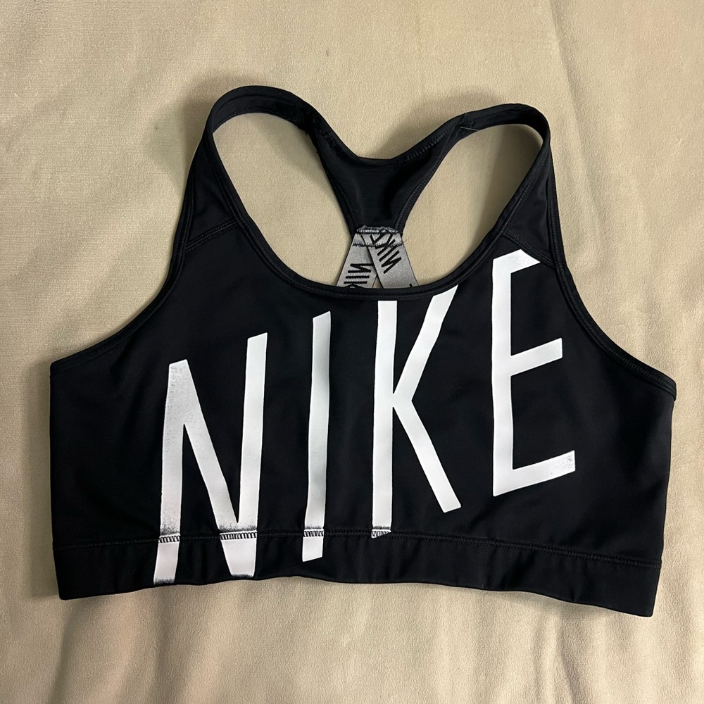 Nike Black Sports Bra | Bold Logo Front | Size Small